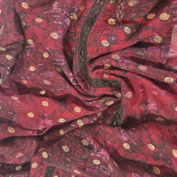 Anthropologie HD in Paris Winterberry Gold Dot Blouse Womens Size S Semi Sheer - Picture 9 of 13